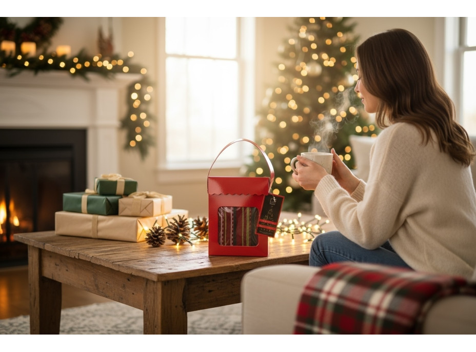 Sada utierok MAGICAL CHRISTMAS v darčekovom balení - 2 kusy - červená/pruhy