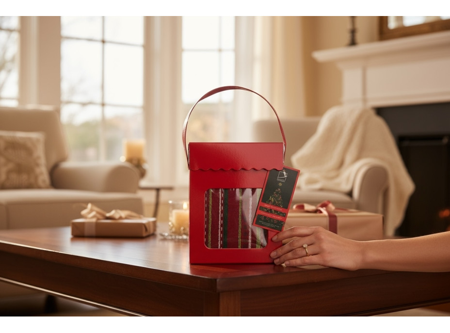 Sada utierok MAGICAL CHRISTMAS v darčekovom balení - 2 kusy - červená/pruhy