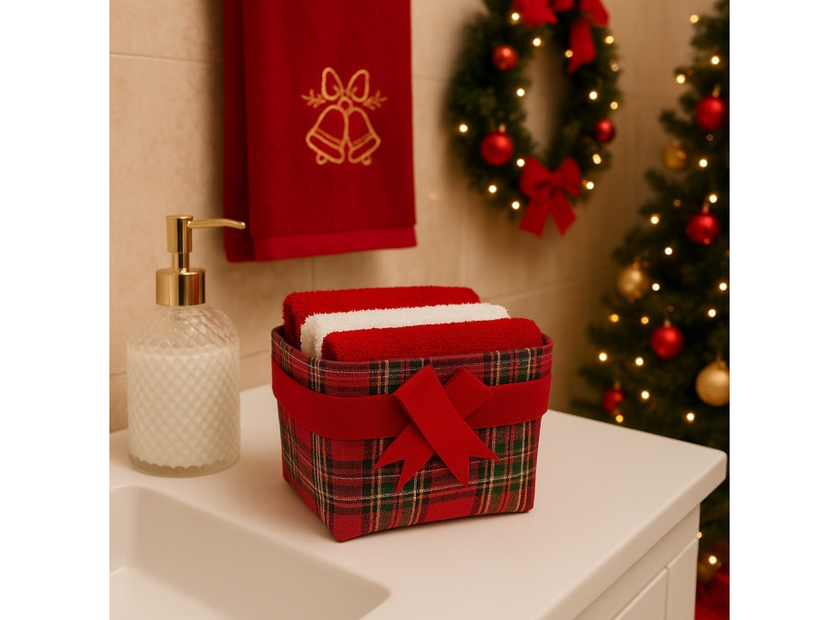 Sada uterákov na ruky MAGIC HOLIDAY v darčekovom balení - 4 kusy - červená/biela