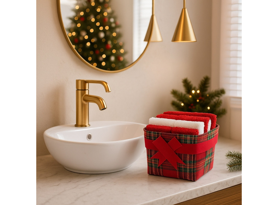 Sada uterákov na ruky MAGIC HOLIDAY v darčekovom balení - 4 kusy - červená/biela