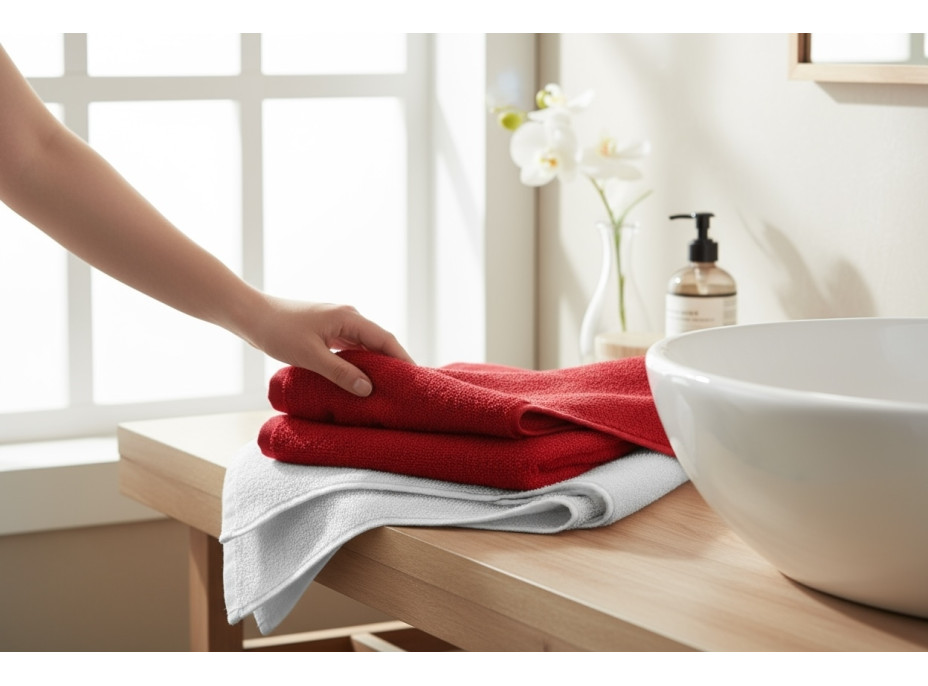 Sada uterákov na ruky MAGIC HOLIDAY v darčekovom balení - 4 kusy - červená/biela