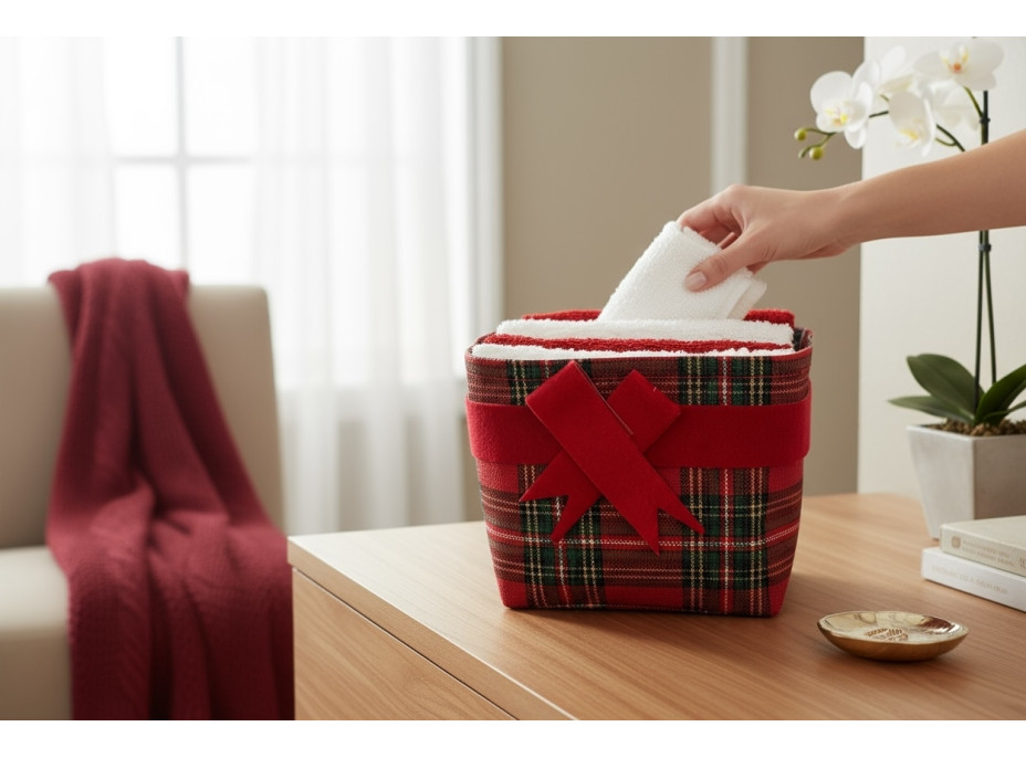 Sada uterákov na ruky MAGIC HOLIDAY v darčekovom balení - 4 kusy - červená/biela