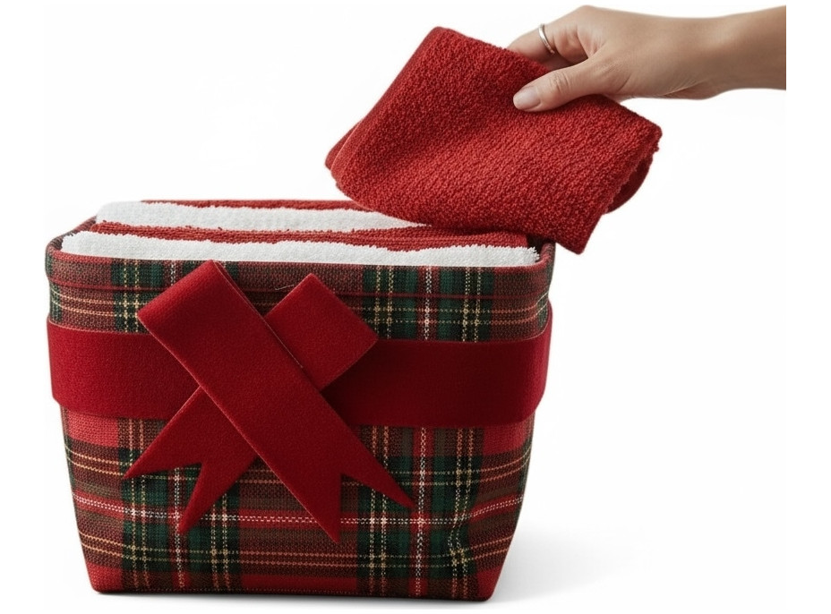 Sada uterákov na ruky MAGIC HOLIDAY v darčekovom balení - 4 kusy - červená/biela