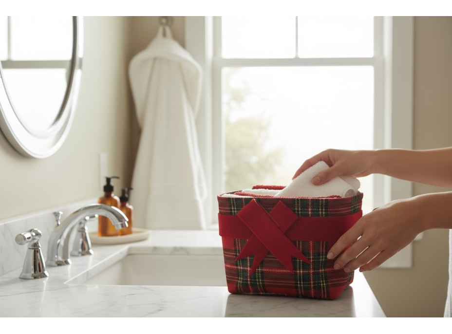 Sada uterákov na ruky MAGIC HOLIDAY v darčekovom balení - 4 kusy - červená/biela