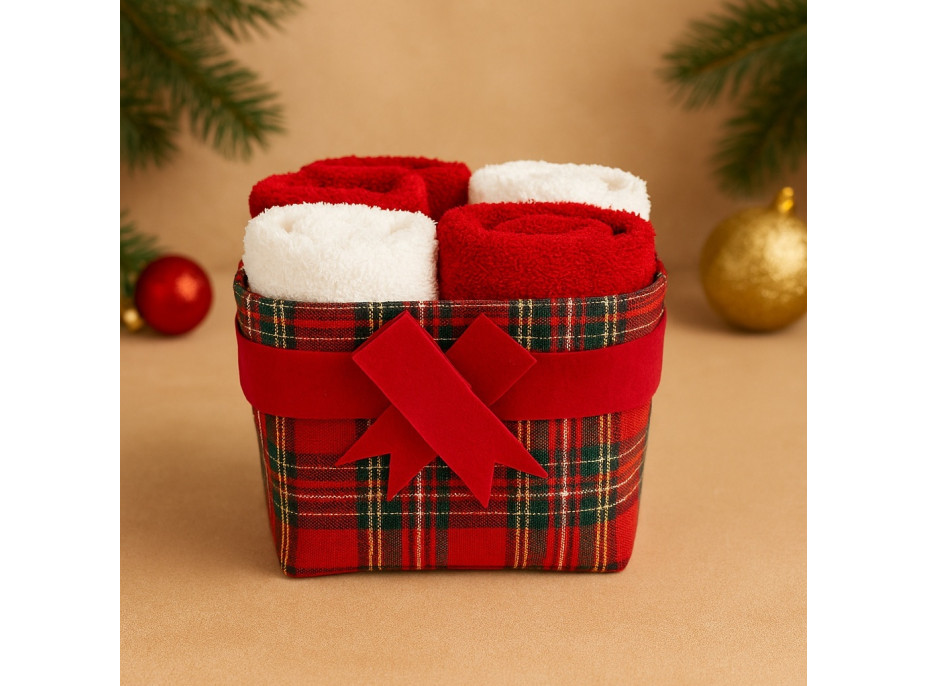 Sada uterákov na ruky MAGIC HOLIDAY v darčekovom balení - 4 kusy - červená/biela