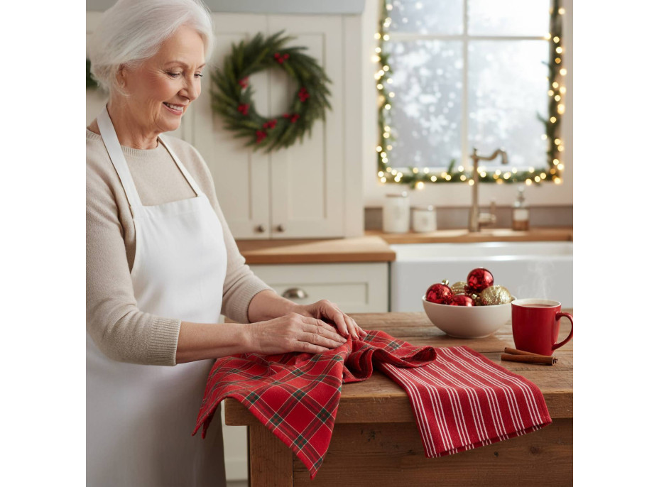 Sada utierok VIANOČNÉ KÚZLO v darčekovom balení - 2 kusy - červená