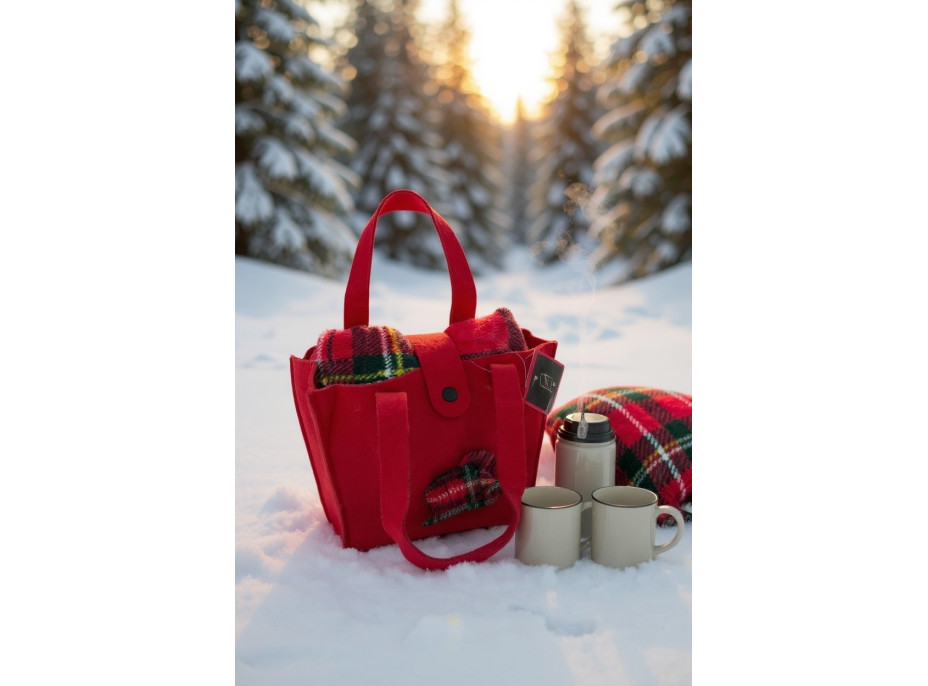 Deka LUXE Winter Moment v darčekovom balení 120x180 cm - červená/károvaná