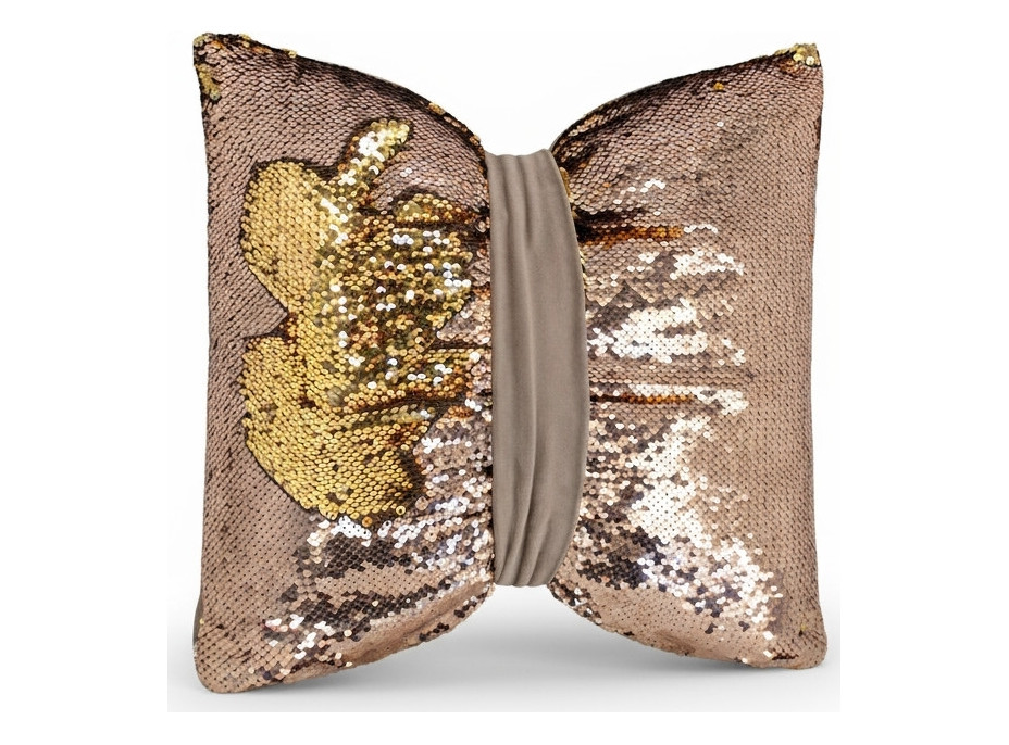 Dekoračný vankúš GLAM SHINE 40x40 cm - béžový/zlatý