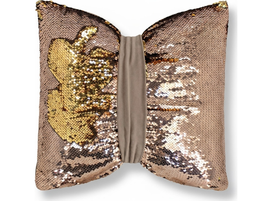 Dekoračný vankúš GLAM SHINE 40x40 cm - béžový/zlatý
