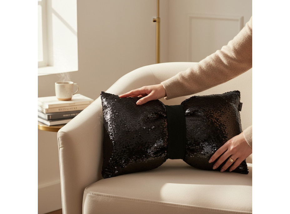 Dekoračný vankúš GLAM SHINE 30x50 cm - čierny/grafitový