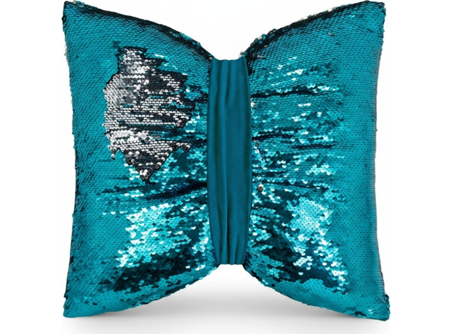 Dekoračný vankúš GLAM SHINE 40x40 cm - tyrkysový/strieborný