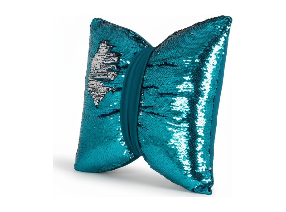 Dekoračný vankúš GLAM SHINE 40x40 cm - tyrkysový/strieborný
