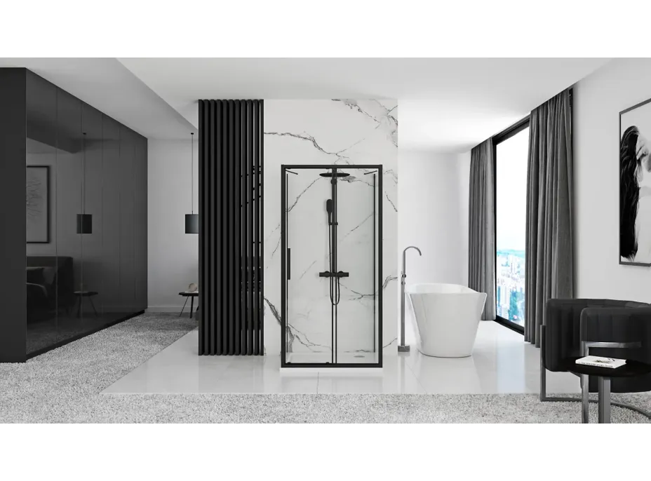 Nástenný sprchovací kút MAXMAX Rea RAPID slide 90x160x90 cm - čierny