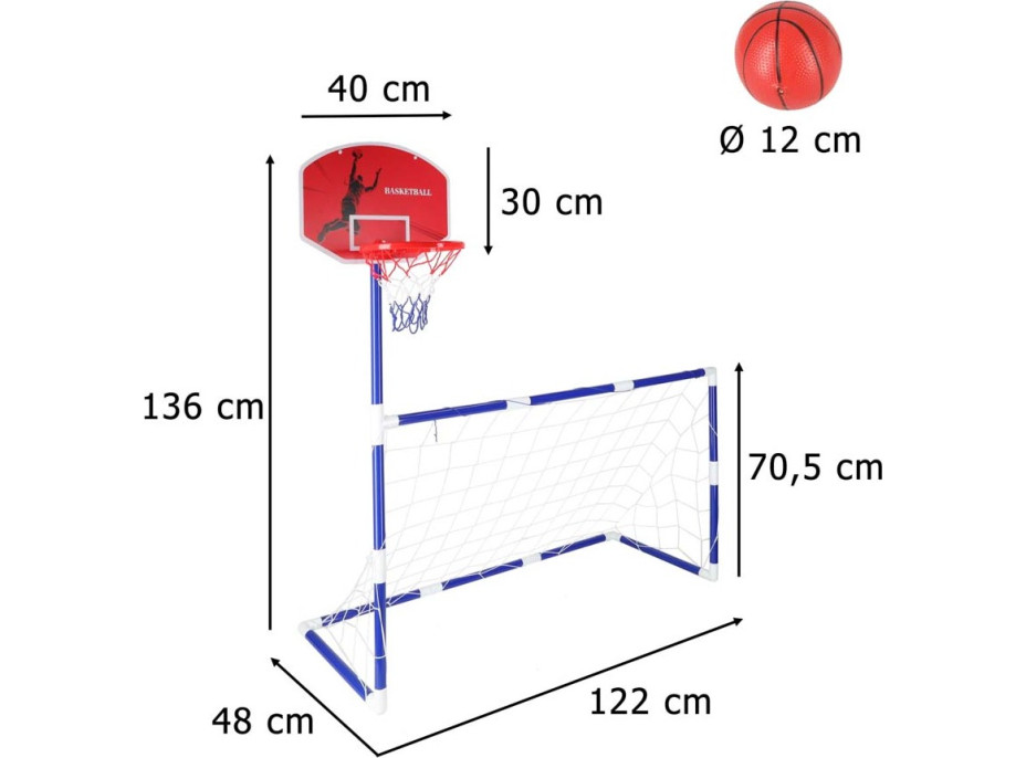 Futbalová bránka s basketbalovým košom 2v1