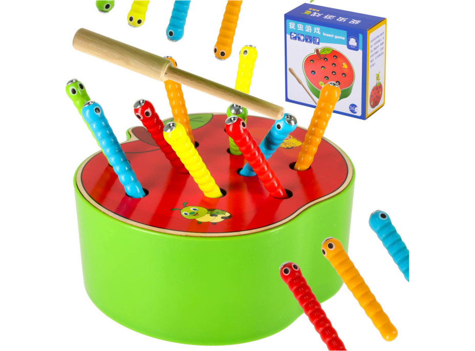Magnetická drevená hra - Húsenice v jablku Magnetická drevená hra - Húsenice v jablku