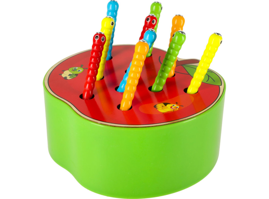 Magnetická drevená hra - Húsenice v jablku