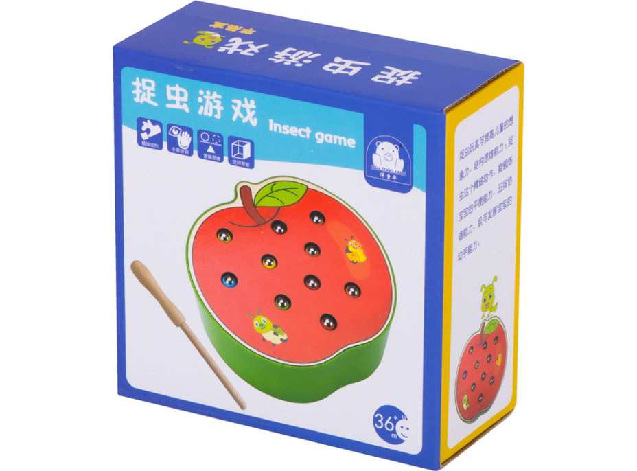 Magnetická drevená hra - Húsenice v jablku