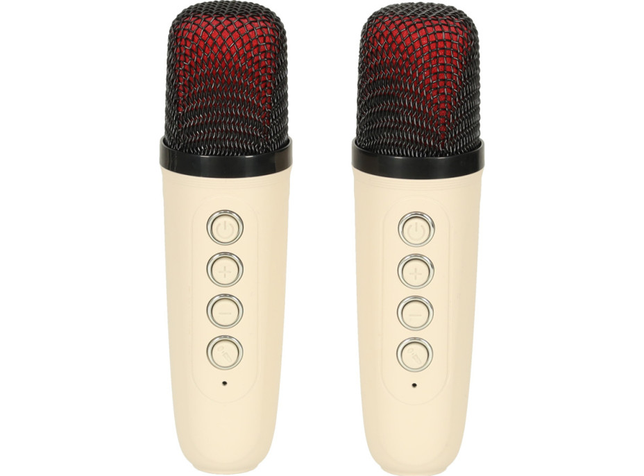 Sada karaoke reproduktora Bluetooth + 2 mikrofóny - krémový