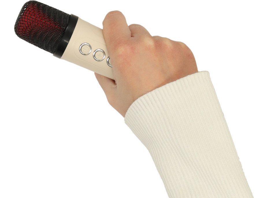 Sada karaoke reproduktora Bluetooth + 2 mikrofóny - krémový