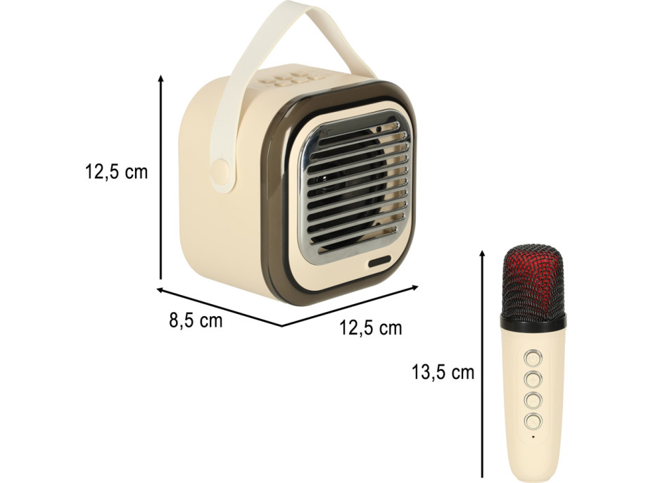 Sada karaoke reproduktora Bluetooth + 2 mikrofóny - krémový