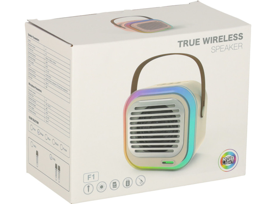 Sada karaoke reproduktora Bluetooth + 2 mikrofóny - krémový
