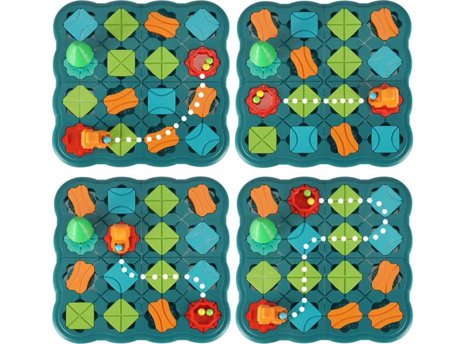 Logická dosková hra bludiska s prekážkovou dráhou 28 dielikov