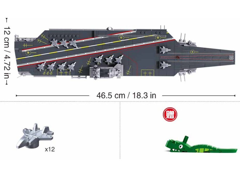 Sluban Model Bricks M38-B1211 Lietadlová loď Fujian