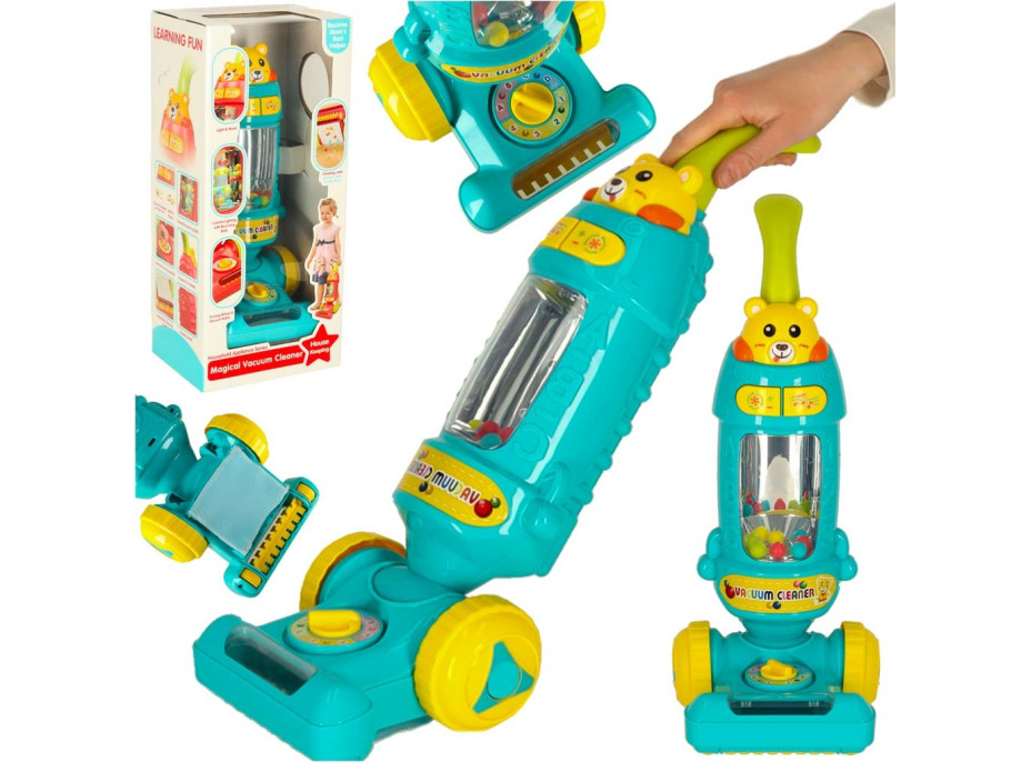 Interaktívny vysávač pre deti so zvukom - tyrkysový Interaktívny vysávač pre deti so zvukom - tyrkysový
