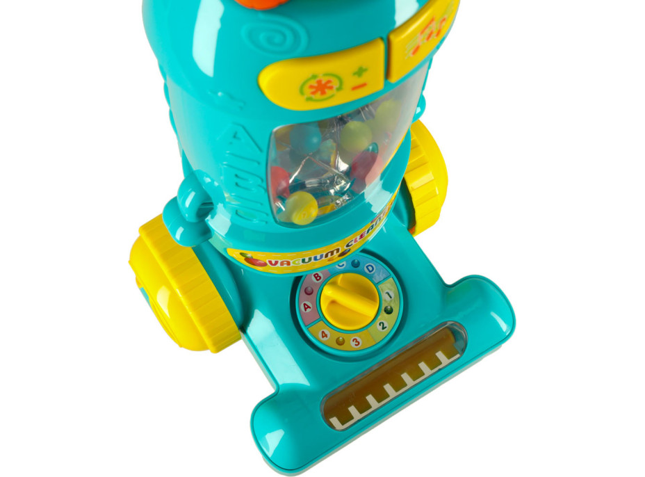 Interaktívny vysávač pre deti so zvukom - tyrkysový