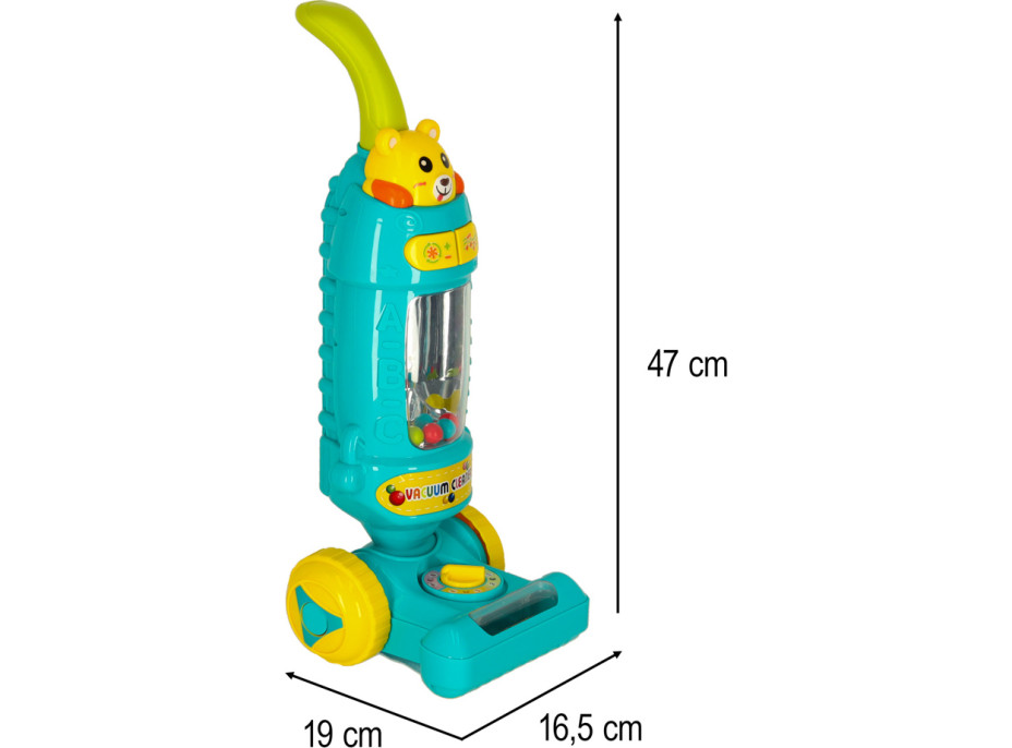 Interaktívny vysávač pre deti so zvukom - tyrkysový