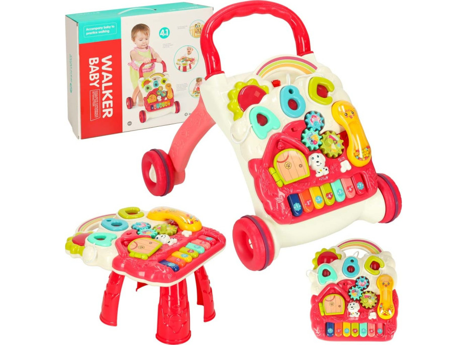Interaktívna chodítko 4v1 - červené