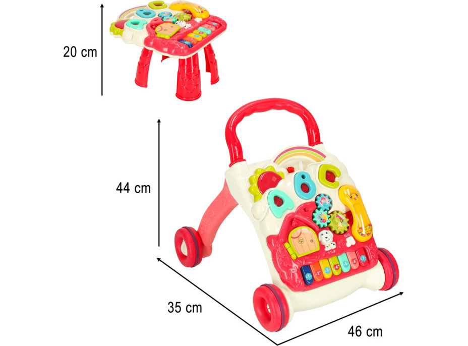 Interaktívna chodítko 4v1 - červené