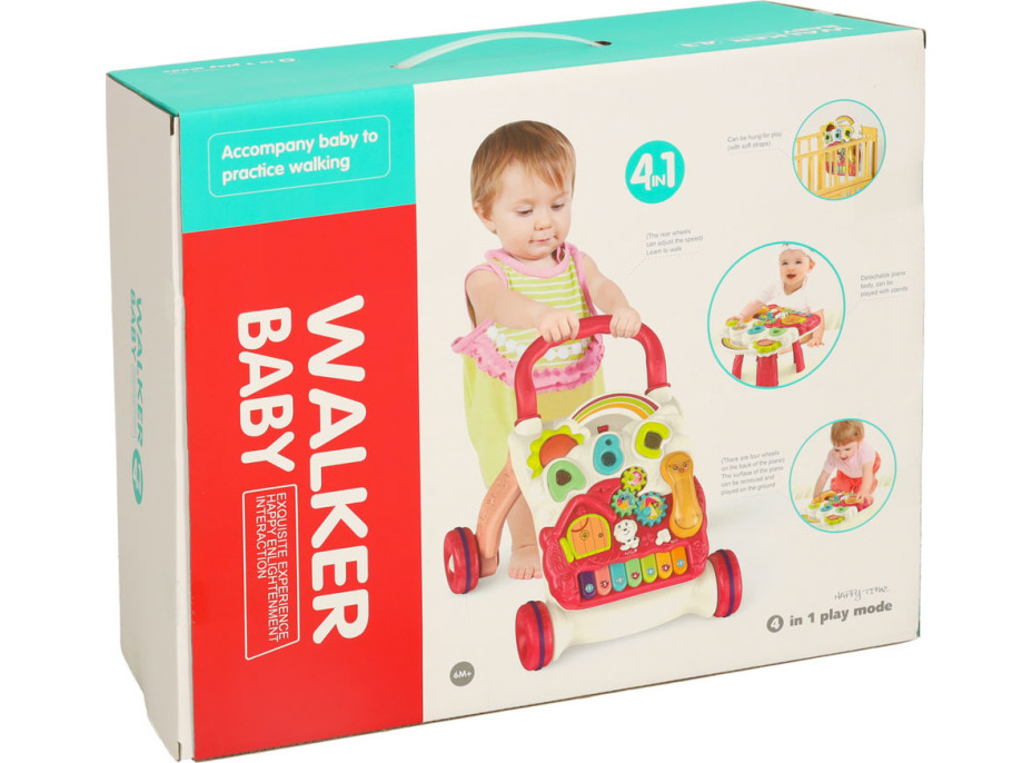 Interaktívna chodítko 4v1 - červené