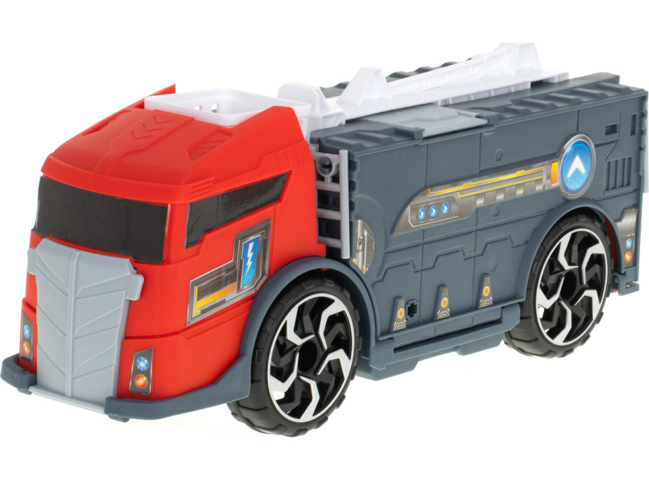 Transportér TIR 2v1 parkovacia garáž hasiči + 3 autá - červená