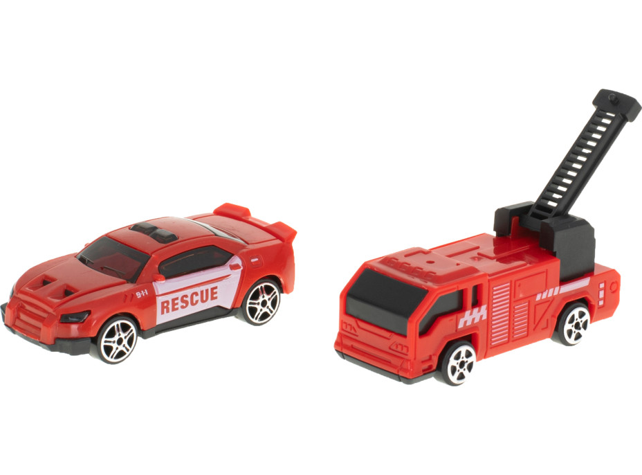 Transportér TIR 2v1 parkovacia garáž hasiči + 3 autá - červená