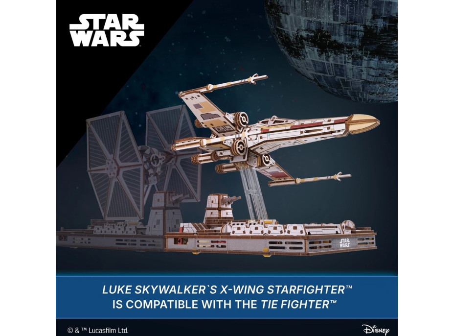 Ugears 3D drevená mechanická skladačka Star Wars Luke Skywalker X-Wing stíhačka