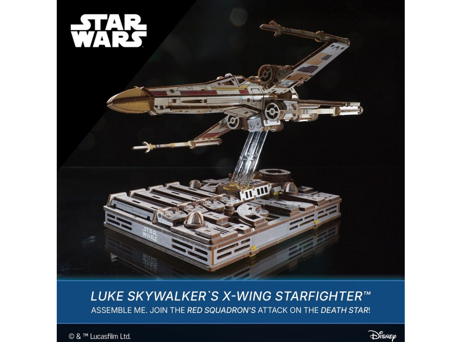 Ugears 3D drevená mechanická skladačka Star Wars Luke Skywalker X-Wing stíhačka
