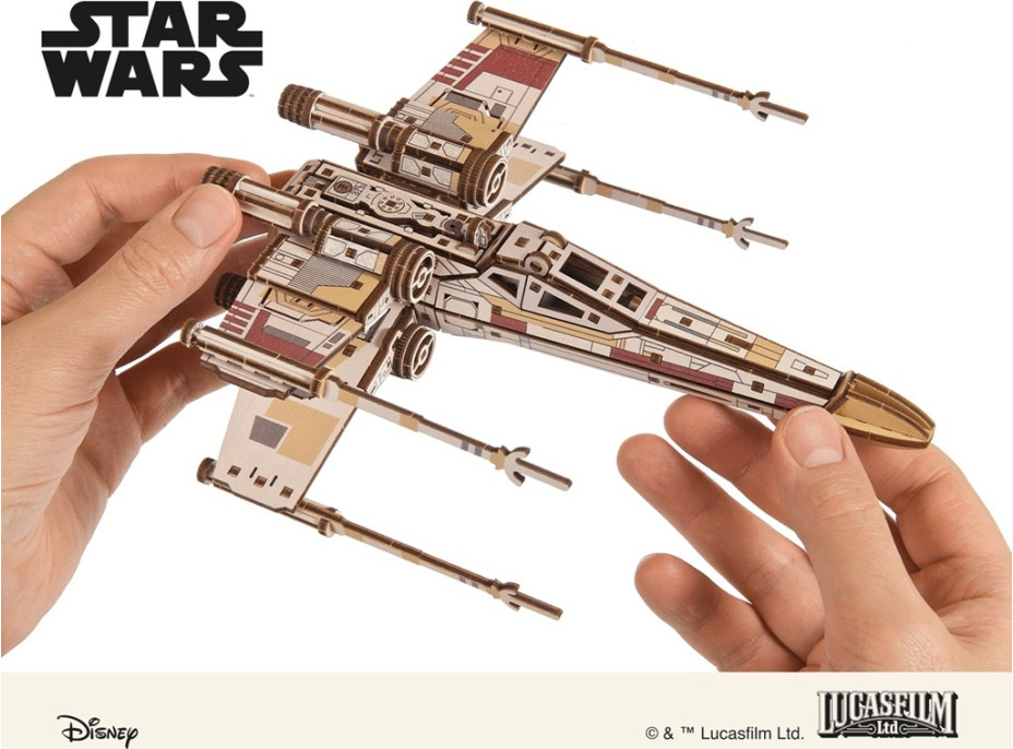 Ugears 3D drevená mechanická skladačka Star Wars Luke Skywalker X-Wing stíhačka