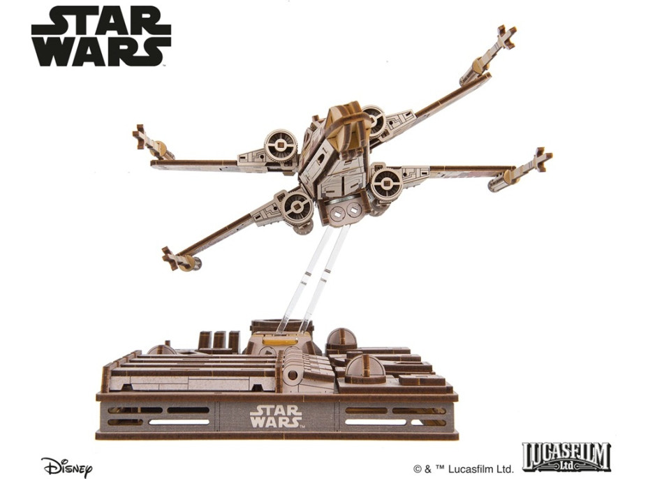 Ugears 3D drevená mechanická skladačka Star Wars Luke Skywalker X-Wing stíhačka