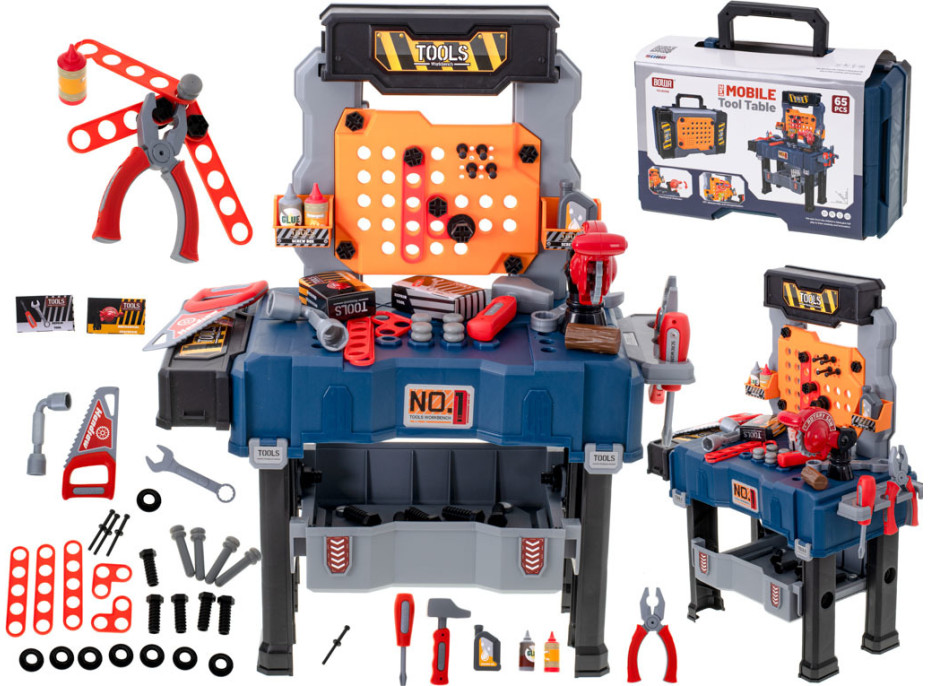 Detský ponk do dielne s náradím - 65 prvkov