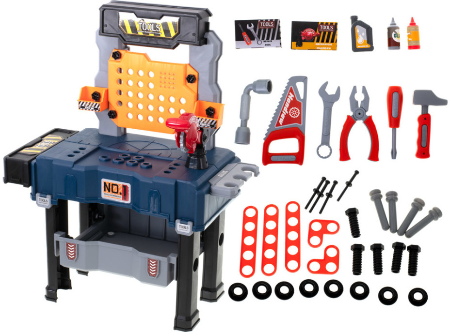 Detský ponk do dielne s náradím - 65 prvkov