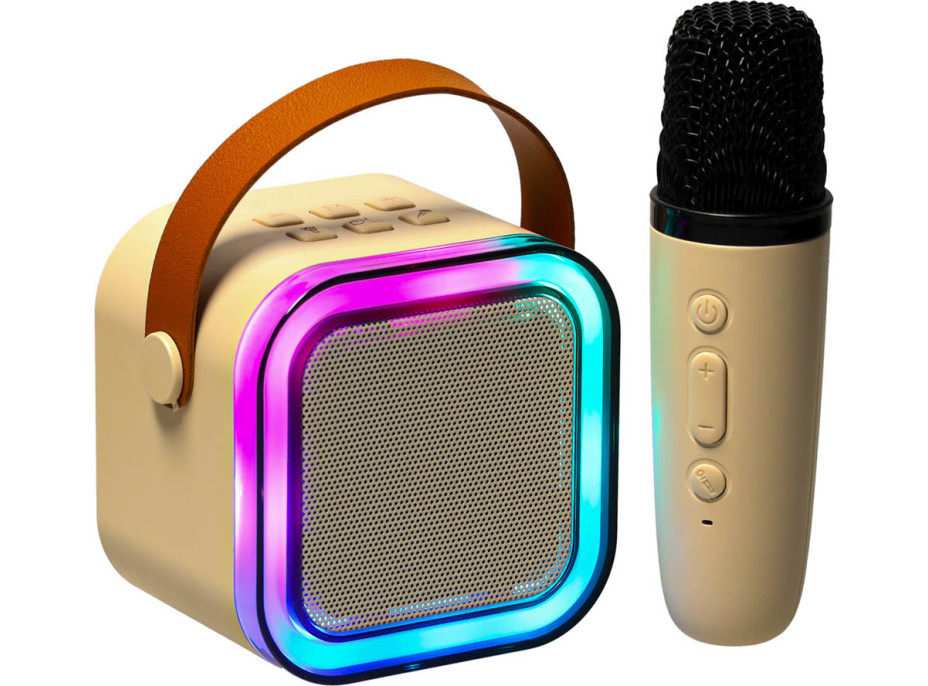 Karaoke reproduktor Bluetooth + mikrofón - béžový
