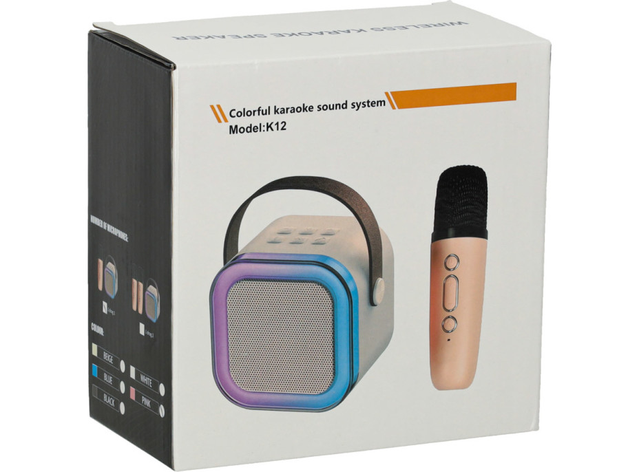 Karaoke reproduktor Bluetooth + mikrofón - béžový