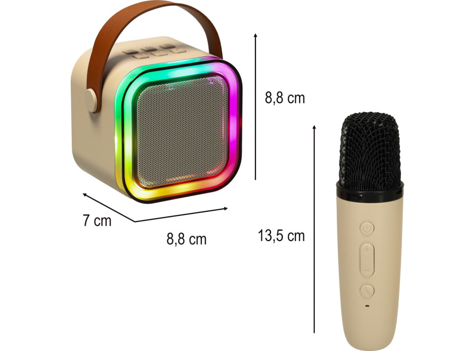 Karaoke reproduktor Bluetooth + mikrofón - béžový