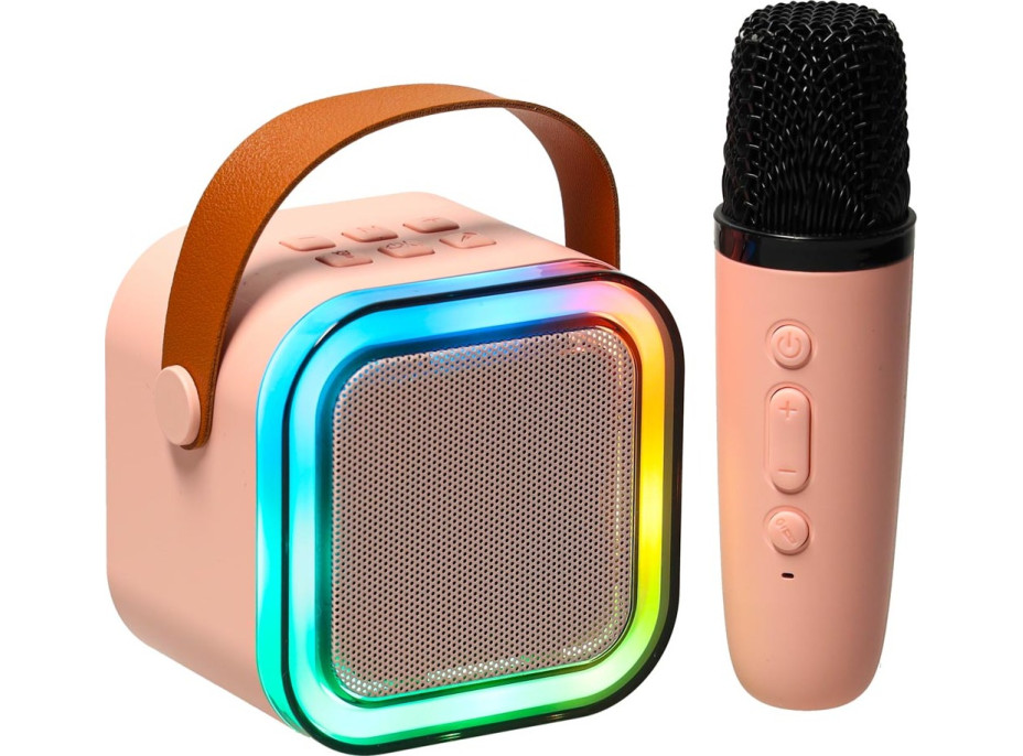 Karaoke reproduktor Bluetooth + mikrofón - ružový