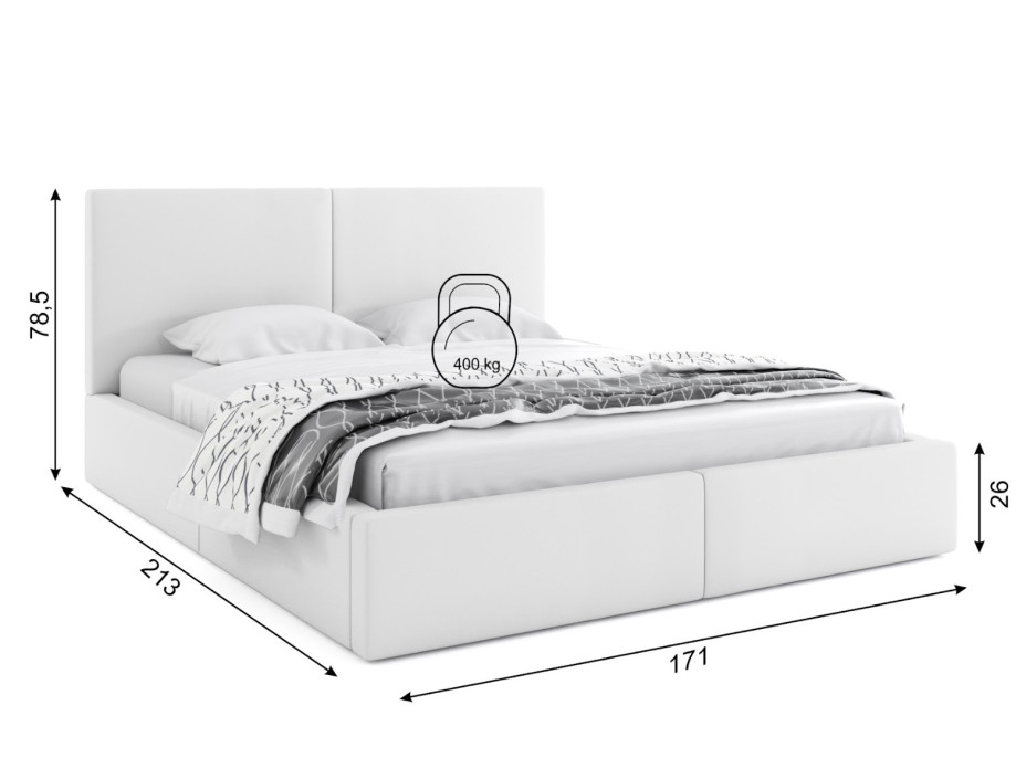 Čalúnená posteľ HILTON - 200x160 cm - biela