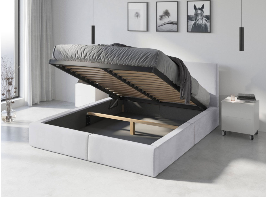 Čalúnená posteľ HILTON s úložným priestorom - 200x120 cm - biela