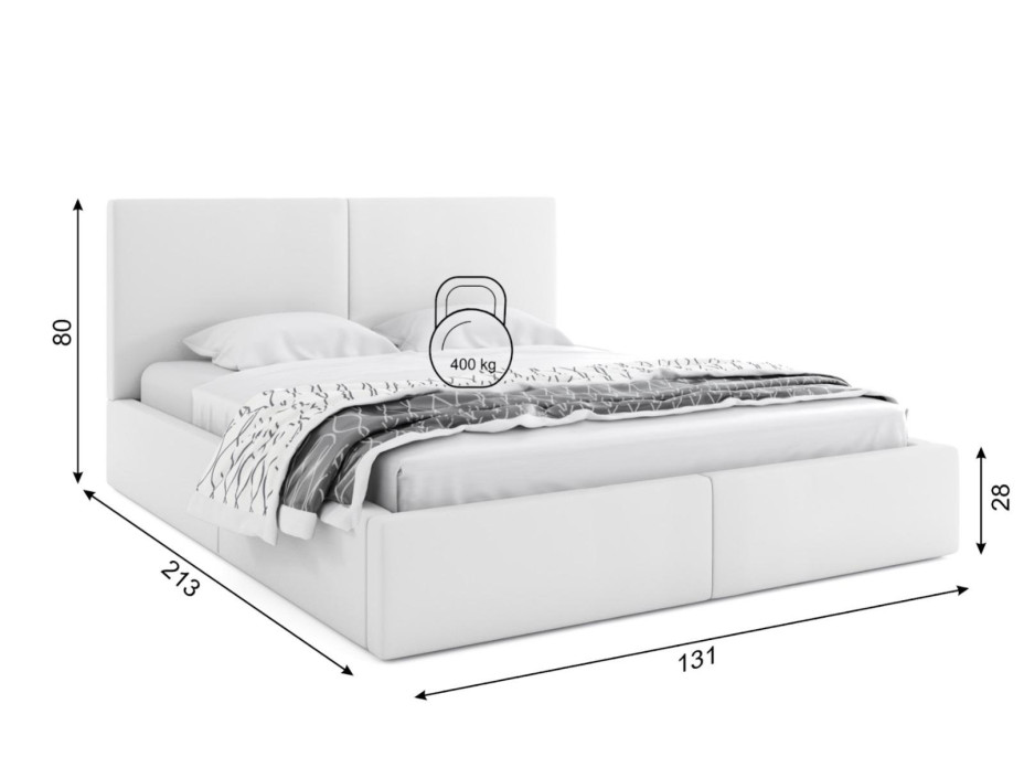 Čalúnená posteľ HILTON s úložným priestorom - 200x120 cm - biela