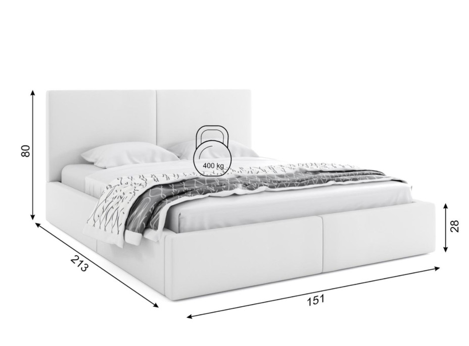 Čalúnená posteľ HILTON s úložným priestorom - 200x140 cm - biela