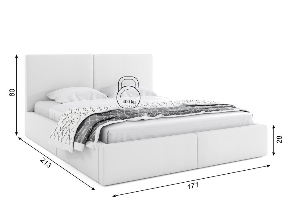 Čalúnená posteľ HILTON s úložným priestorom - 200x160 cm - biela
